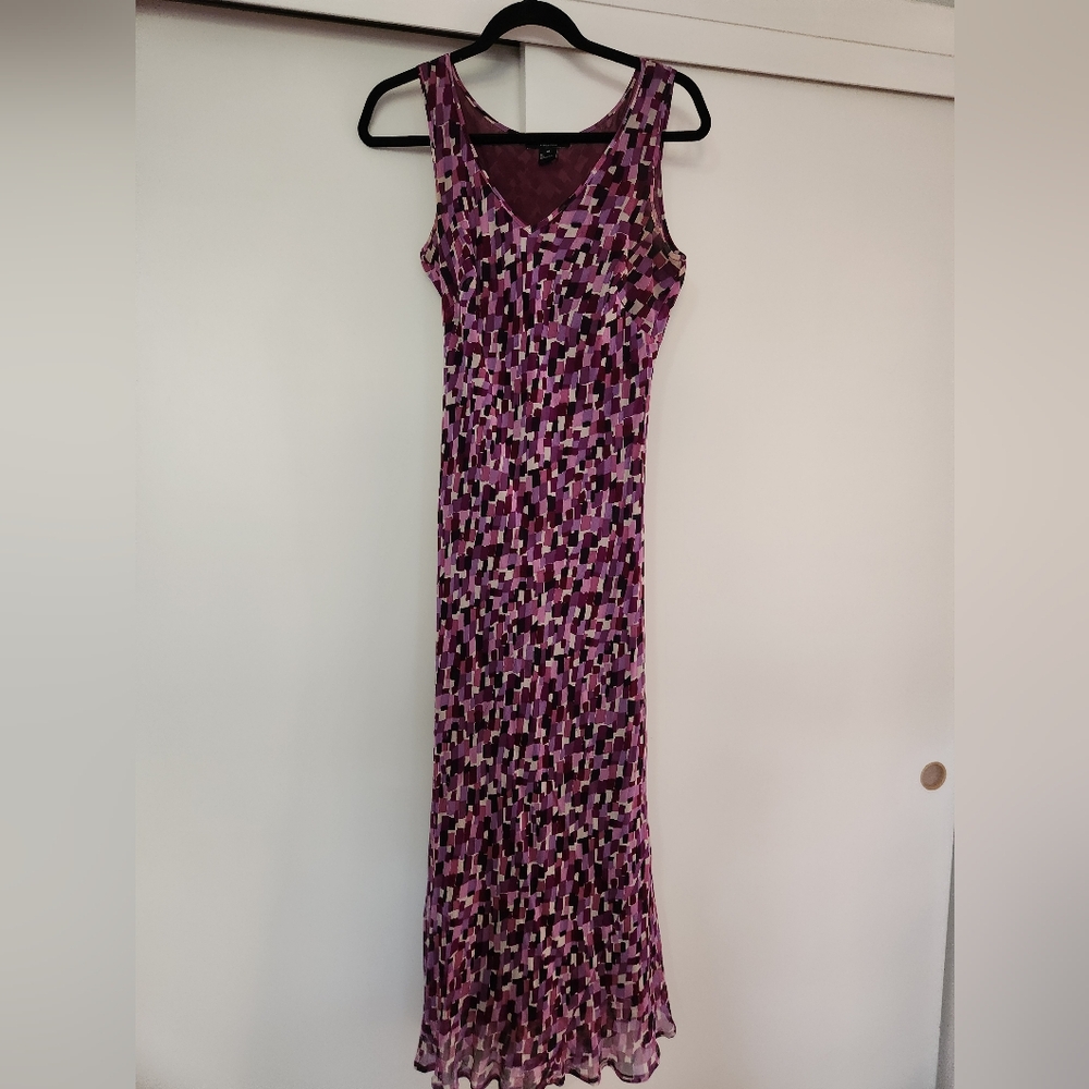 Karen Kane Purple Print Body Con Long Dress Size Medium
